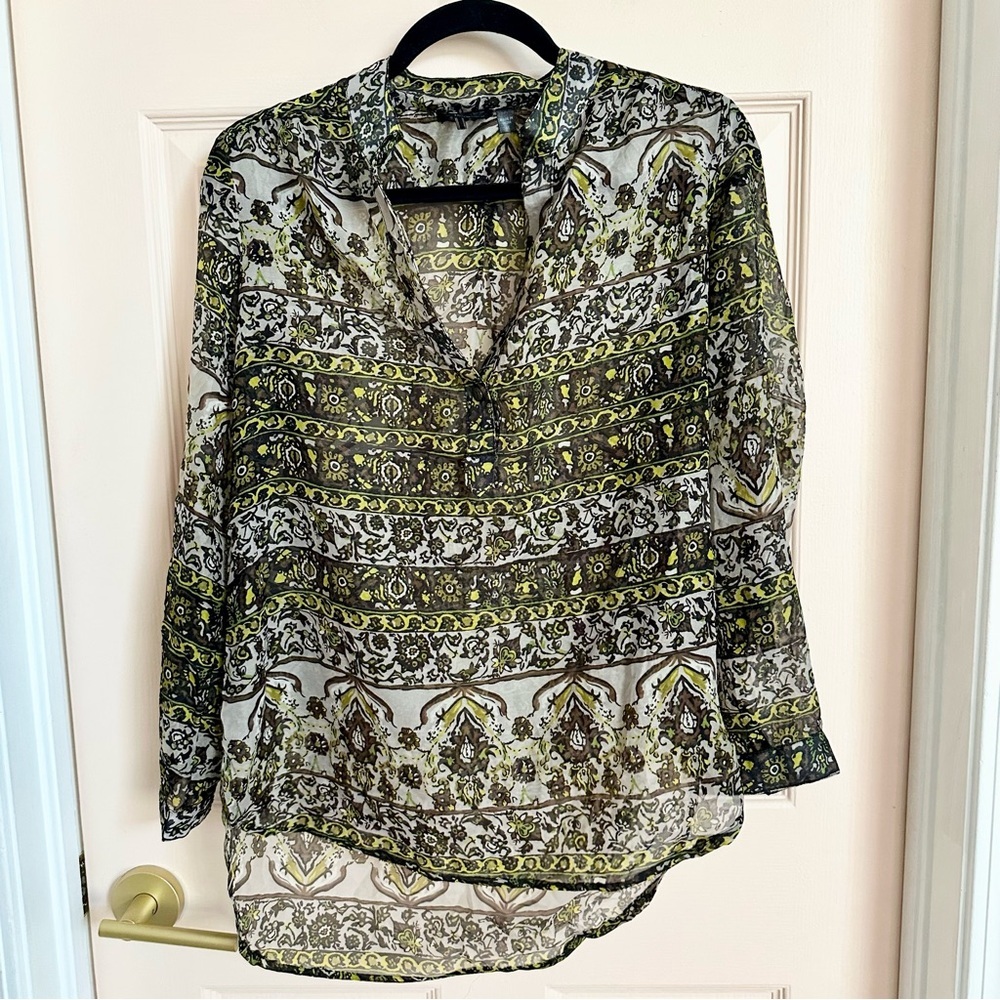 Semi sheer green dex top